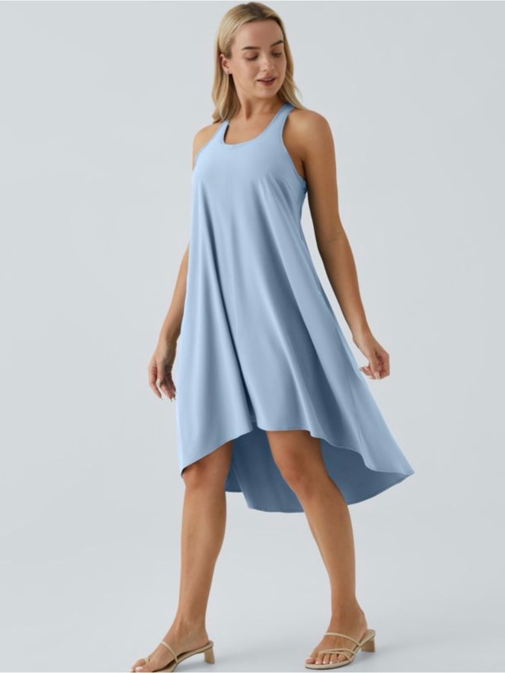 HALARA Sky Blue Breezeful Racerback High-Low Swing Dress